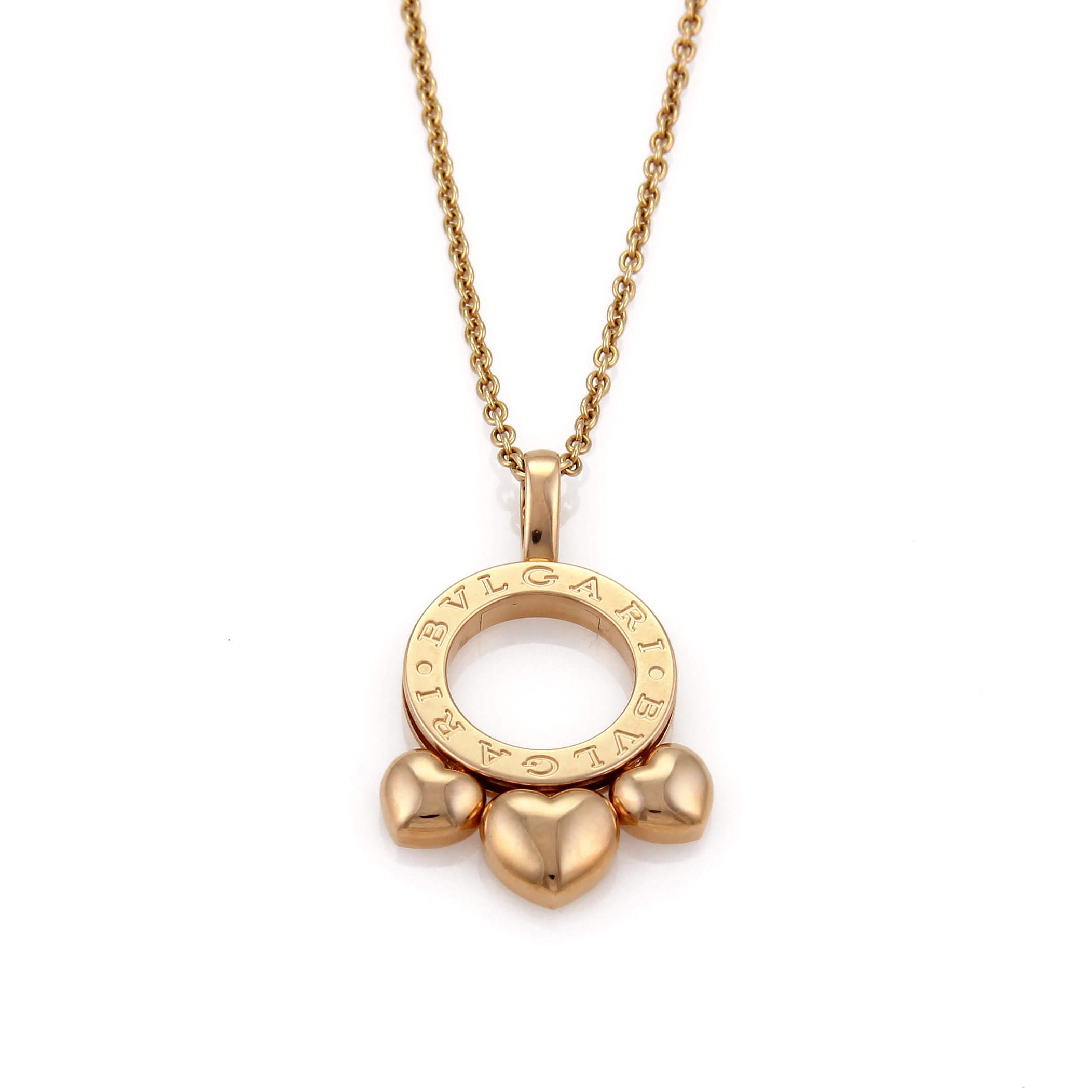 21788 Bvlgari Allegra 18K Rose Gold Slide Hearts Pendant Necklace Etsy Norway