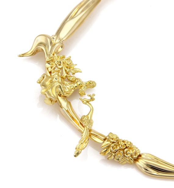 19352 - Carved Lady & Peacock Section 14k Gold Li… - image 3