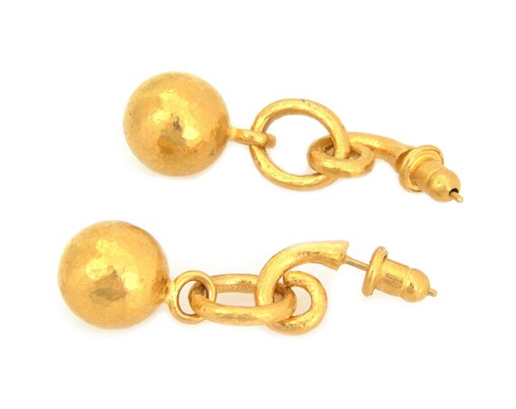 26882 - Gurhan 24k Gold Hammered 12.5mm Ball Drop… - image 3