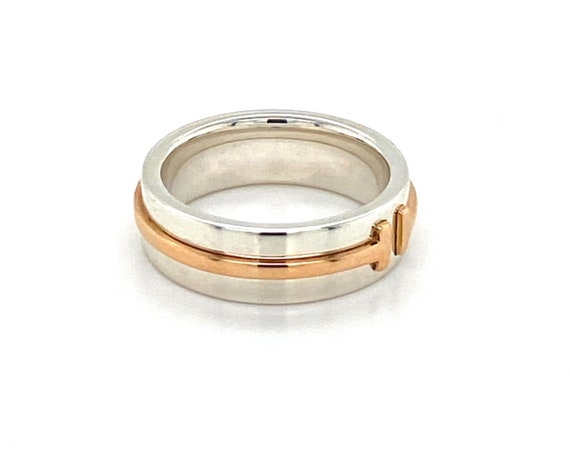 24361 - Tiffany & Co. T 2 Sterling Silver 18k Rose Gold 6mm Narrow