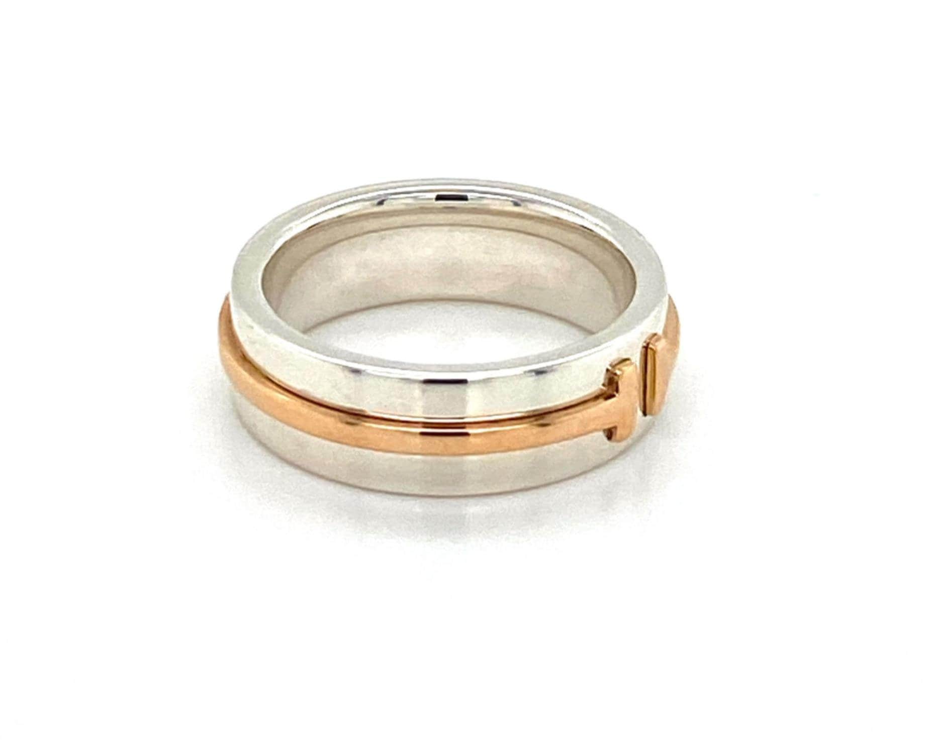 24361 - Tiffany & Co. T 2 Sterling Silver 18k Rose Gold 6mm Narrow