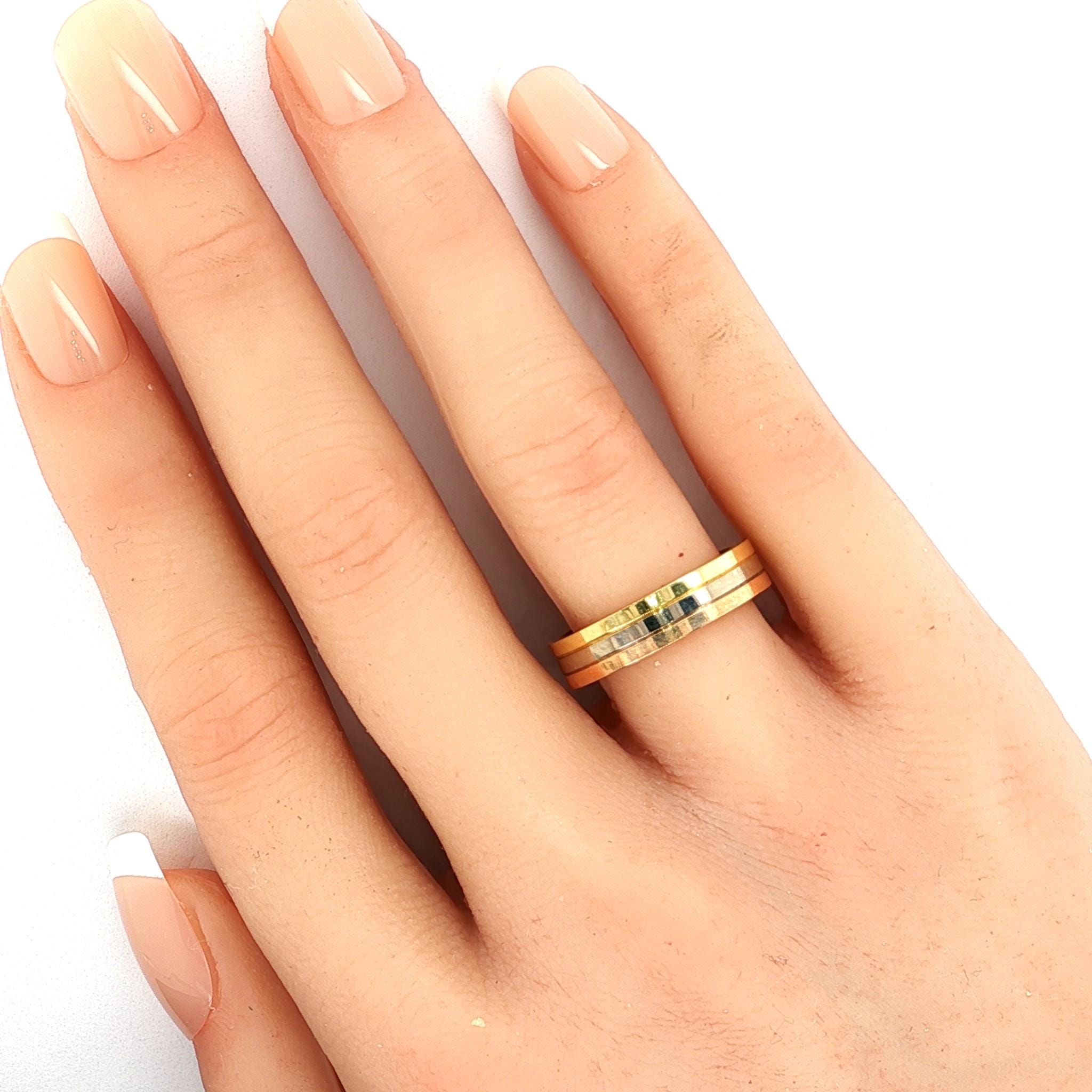 27694 - Cartier Vendome Louis 18k Tri-color Gold Band Ring Size