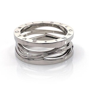 24171 - Bvlgari B.zero1 Legend 18k White Gold Wave Band Ring (Size 10 / EU 63)