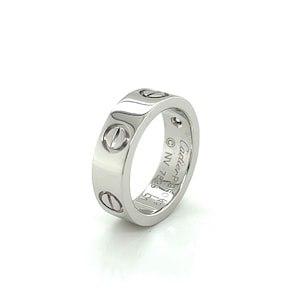 27345 - Cartier Love One Diamond Platinum 5.5mm Wide Band Ring w/ Cert -  Size 4.5