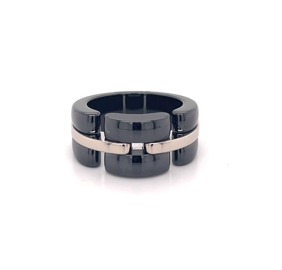 Buy Chanel Ultra Black Ceramic 18k White Gold Band Ring Online in India 