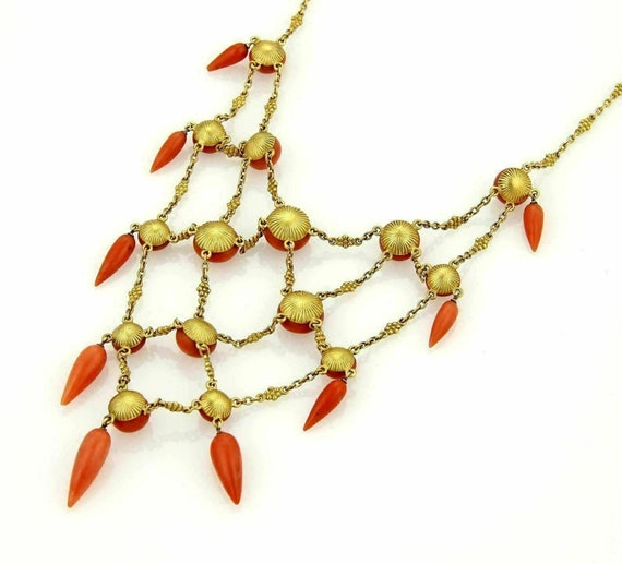15423 - Cabochon & Spear Coral Drape Necklace in … - image 3