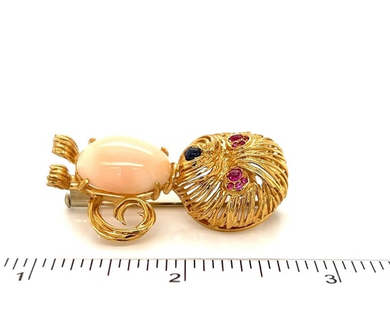 10939 - Coral Ruby & Sapphire 18k Yellow Gold Cat… - image 8