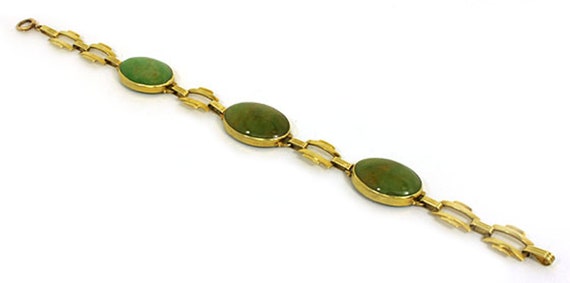 11823 - Jade 14k Yellow Gold Fancy Oval & Bar Lin… - image 3