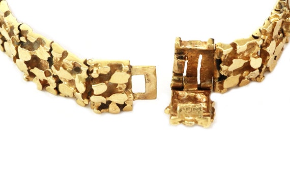 24469 - Wide Nugget 14k Yellow Gold Link Bracelet - image 6