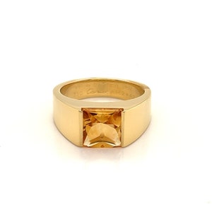 27929 - Cartier Tank Citrine 18k Yellow Gold Square Top Ring