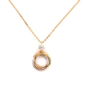 23864 - Cartier Trinity Diamond 18k Tri Gold Pendant Necklace w/Cert