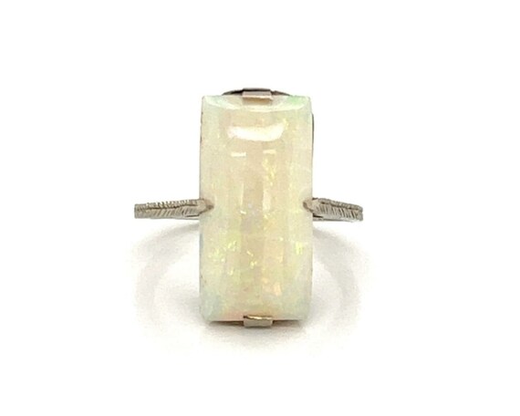10943 - Rectangular Shape Opal Solitaire 18k Whit… - image 1