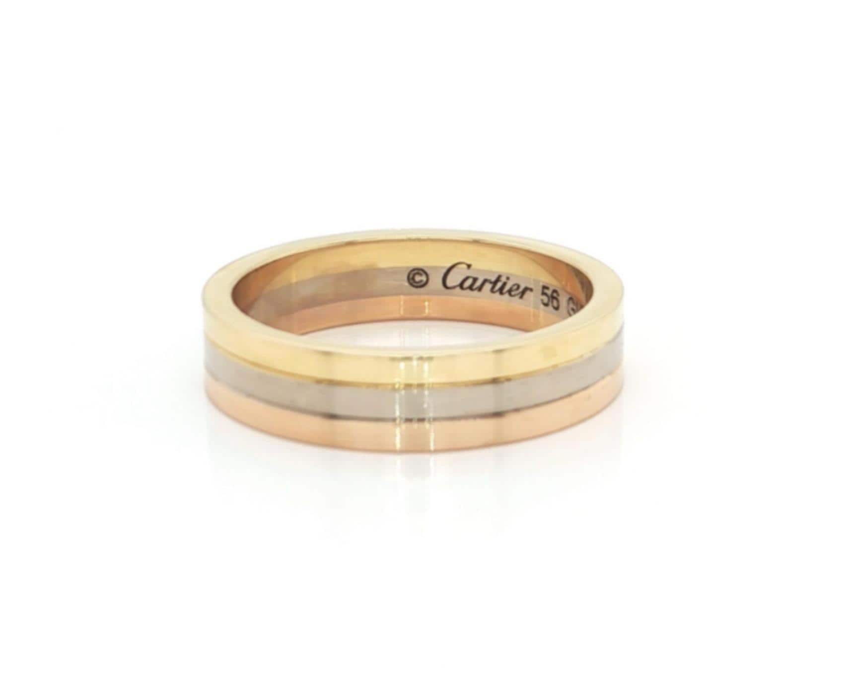 27694 - Cartier Vendome Louis 18k Tri-color Gold Band Ring Size