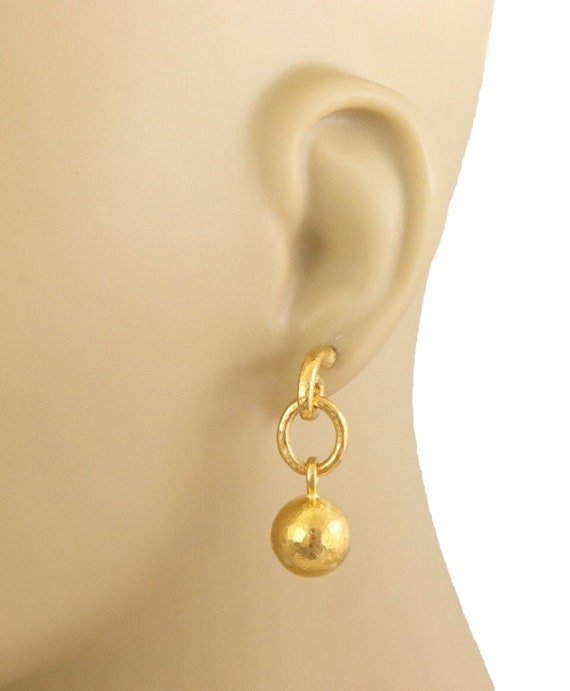 26882 - Gurhan 24k Gold Hammered 12.5mm Ball Drop… - image 2