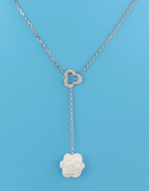 Chanel Camellia Drop Pendant Necklace