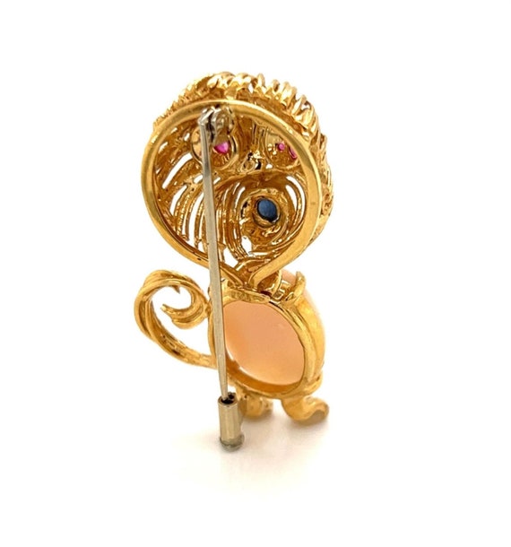 10939 - Coral Ruby & Sapphire 18k Yellow Gold Cat… - image 7