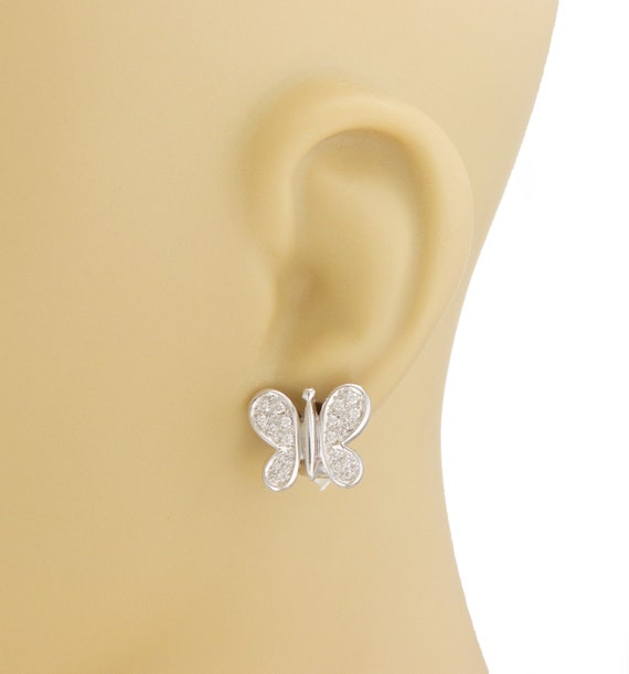 26995 Tous Diamond 18k White Gold Butterfly Huggie Earrings - Etsy