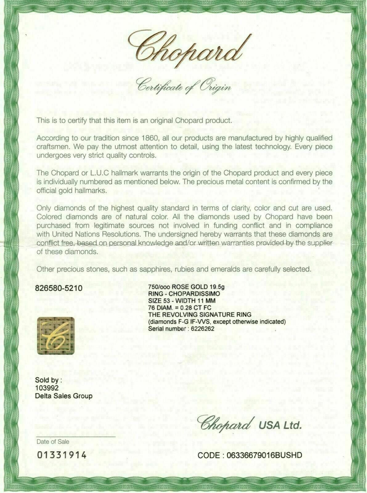 22575 Chopard Signature Diamond Chopardissimo 18k Pink Gold | Etsy