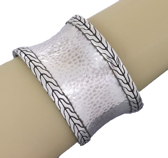 28173 - John Hardy Palu Hammered Sterling Silver Wide Cuff Bangle