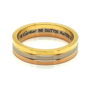 27694 - Cartier Vendome Louis Cartier 18k Tri-Color Gold 4.8mm Band Ring Size 7.5 w/Cert