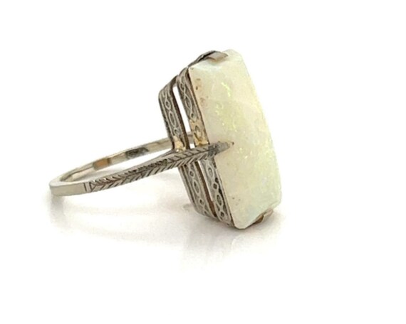 10943 - Rectangular Shape Opal Solitaire 18k Whit… - image 3