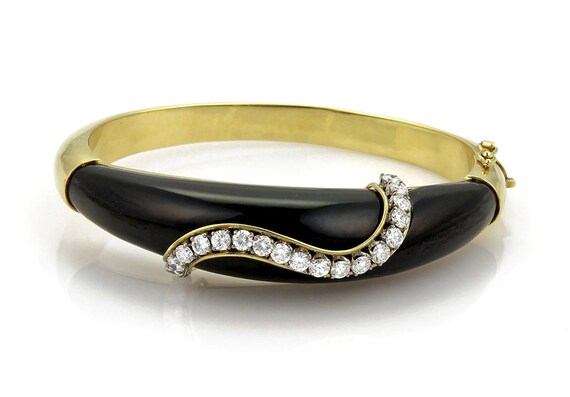 25325 - Black Onyx & 2.50ct Diamond 18k Yellow Gold Fancy