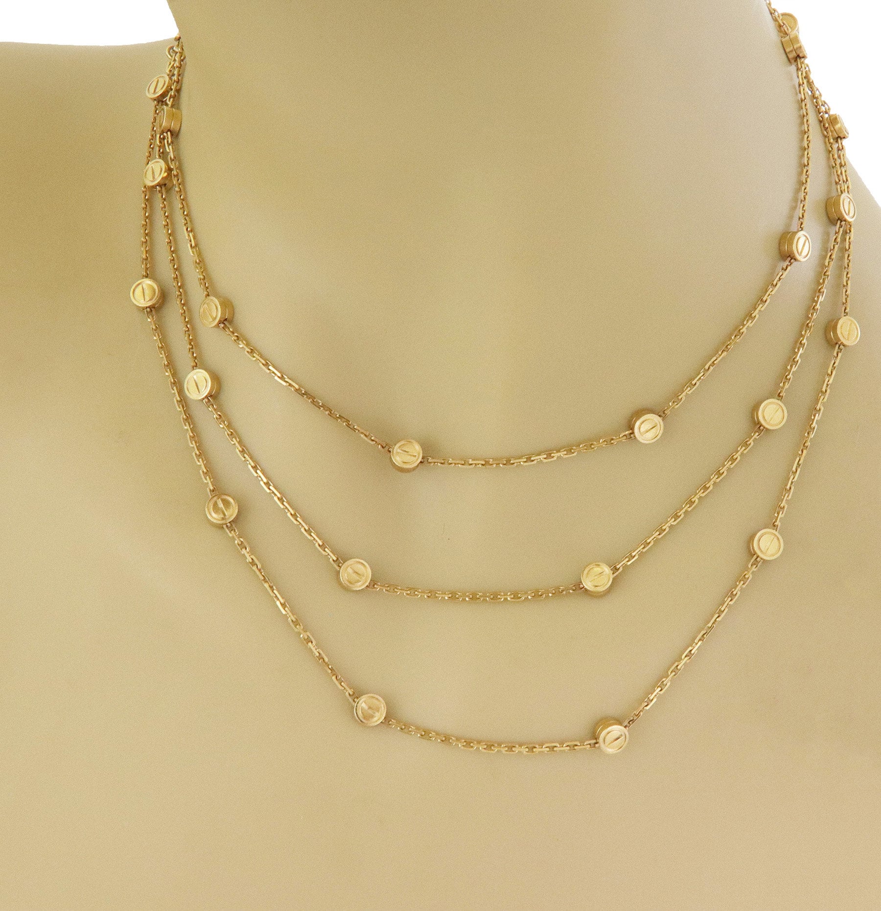 28142 Cartier Love 18k Yellow Gold Stations Chain Necklace 45.5 W cert Etsy UK