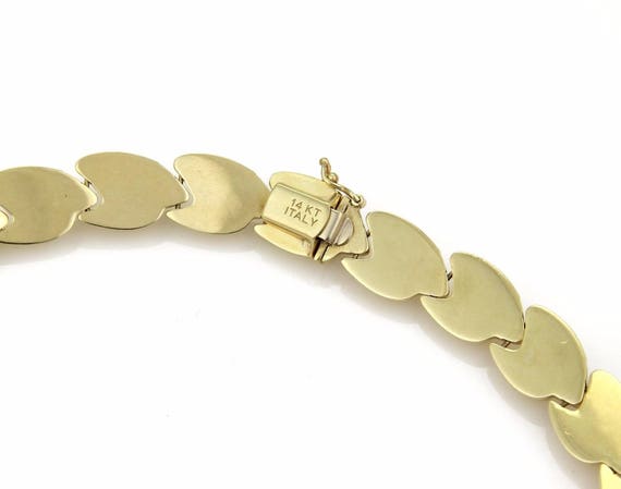 21118 - Fancy Z Shape Textured 14k Yellow Gold Link Collar