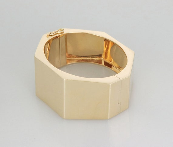 26694 - Wide Faceted 14k Yellow Gold Bracelet - image 3