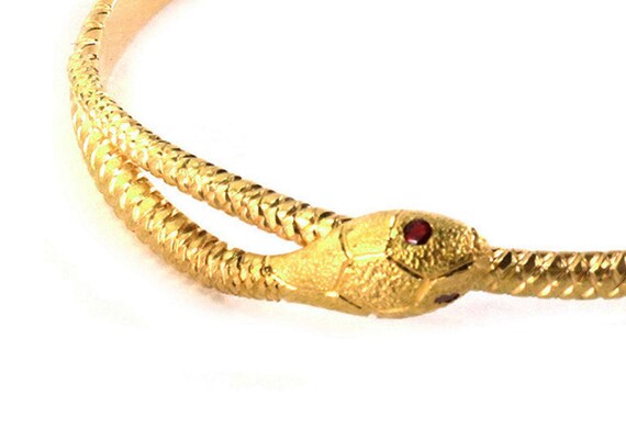 23070 - Ruby Textured Snake Bypass 18k Yellow Gol… - image 3