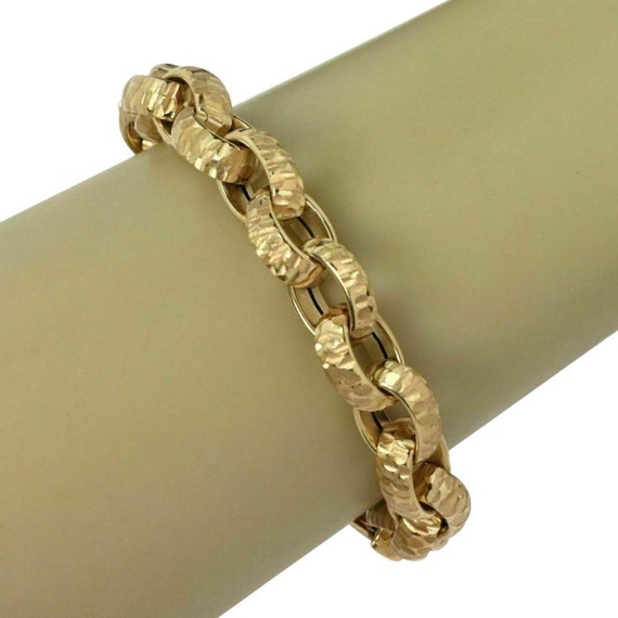 23562 - Fancy Textured Oval 18k Yellow Gold Link … - image 2