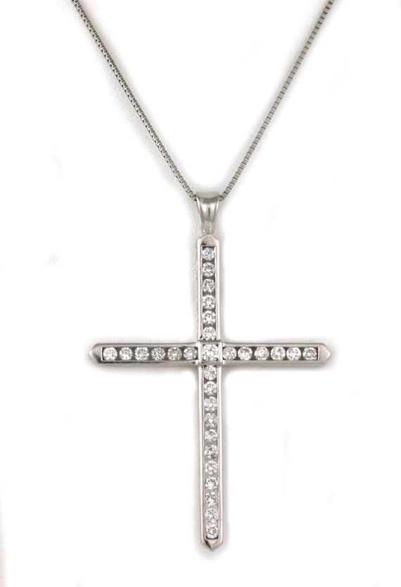 25135 - Platinum 1.50ct Diamond Large Cross Penda… - image 3