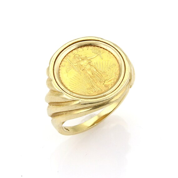15864 - Saint Gaudens 22k Gold 5 Dollar 14k Gold Ring Coin - Etsy