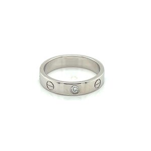 25364 - Cartier Mini Love 1 Diamond 18k Gold Band Ring w/Cert - Size 5.5