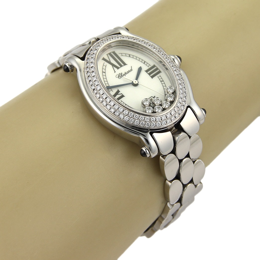 CHOPARD Unique Oval Happy Sport Diamond watch! 17135 - Chopard Happy Sport Oval 7 Floating Diamonds Ladies  main image 2