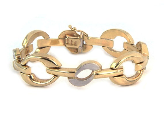 Buy 26249 Wide Fancy 14k Two Tone Gold Link Bracelet Online in