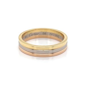 27180 - Cartier Vendome Louis 18k Tri Color Gold 4.8mm Wedding Band Ring w/Cert-Size 8.5