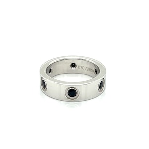 24157 - Cartier Love 6 Black Sapphire 18k White Gold Band Ring w/Cert- Size 4.5