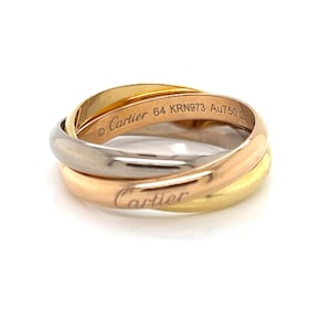 28025 - Cartier Trinity Classic Model 18k Tri Color Gold Band Ring w/Cert - Size 10