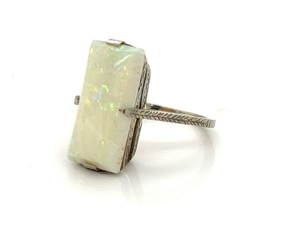 10943 - Rectangular Shape Opal Solitaire 18k Whit… - image 2