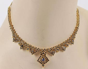 13911 - Sapphire Drop Necklace -14.5" Long 22k Gold