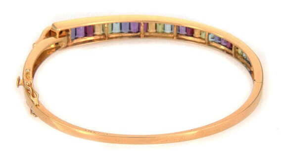 26906 - Guy Laroche Diamond & Gems 18k Yellow Gold Bangle Bracelet View 4