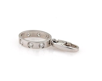 19619 - Cartier Love 7 Diamond 18k White Gold Mini Oval Ring Charm Pendant
