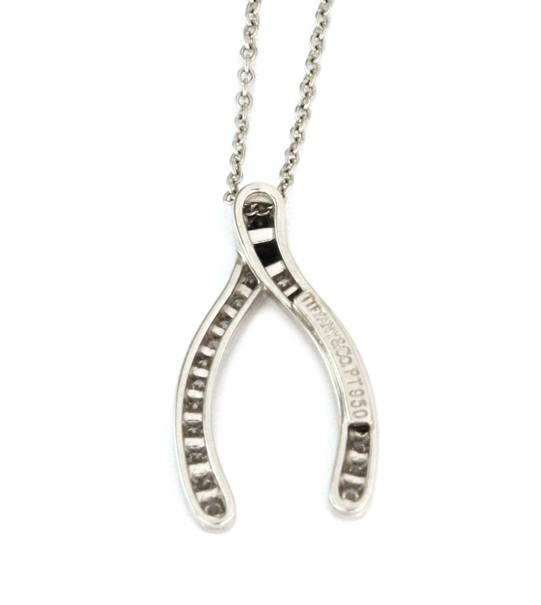 25195 Tiffany Co. Diamond Platinum Wishbone Pendant Etsy