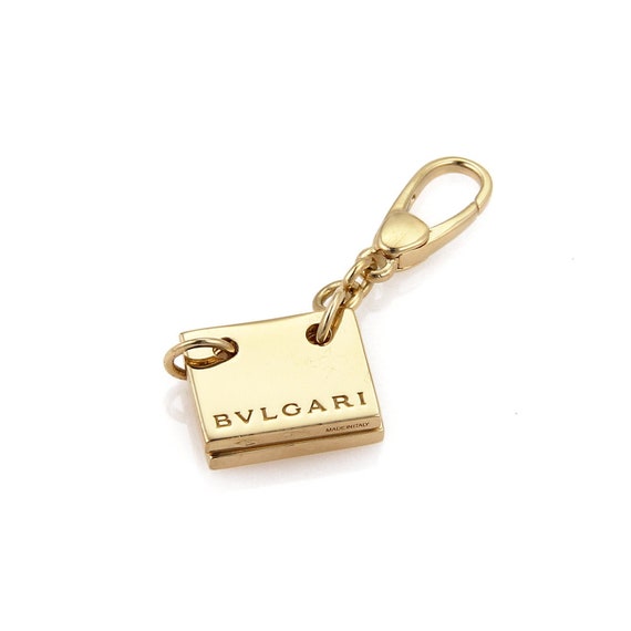 BVLGARI　両面刻印 ビッグロゴ チャーム　ブラック×ゴールド　ネックレス付 19398 - Bvlgari Signature 2 Page Binder 18k Yellow Gold Charm - Etsy