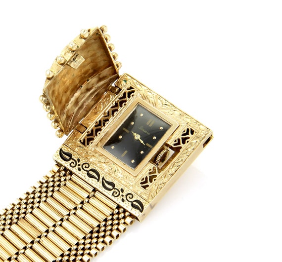 15016 - Hidden Watch 14k Yellow Gold Enamel Wide … - image 7