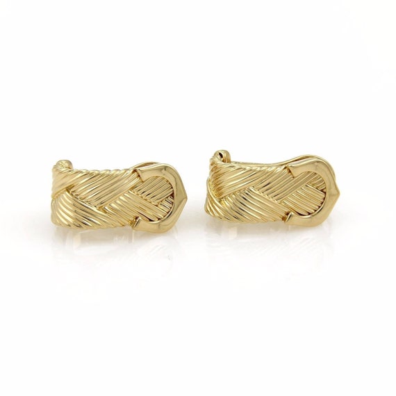 A Pair of 18ct Gold And Pavé Diamond Earrings of Stylised X Design |  Hancocks London