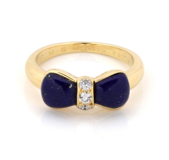 23166 Van Cleef Arpels Lapis Diamond 18k Yellow Gold Bow Ring Etsy