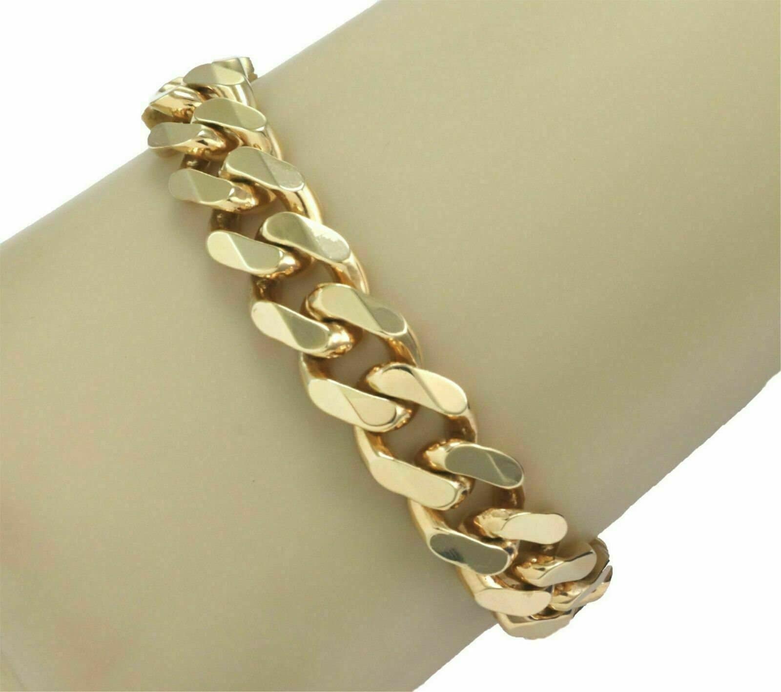 24443 Wide Cuban Link 14k Yellow Gold Chain Bracelet Etsy