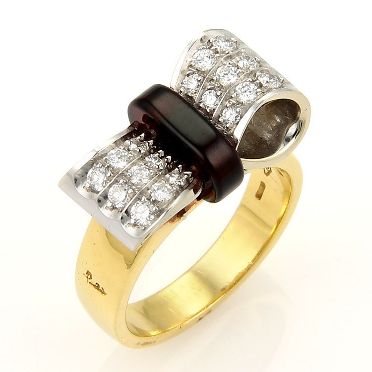 15282 Pomellato Diamond & Garnet 18k Yellow Gold Bow Ring - Etsy